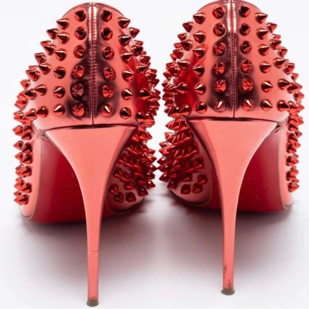 Christian Louboutin Pigalle Metallic Spike Pumps 37.5